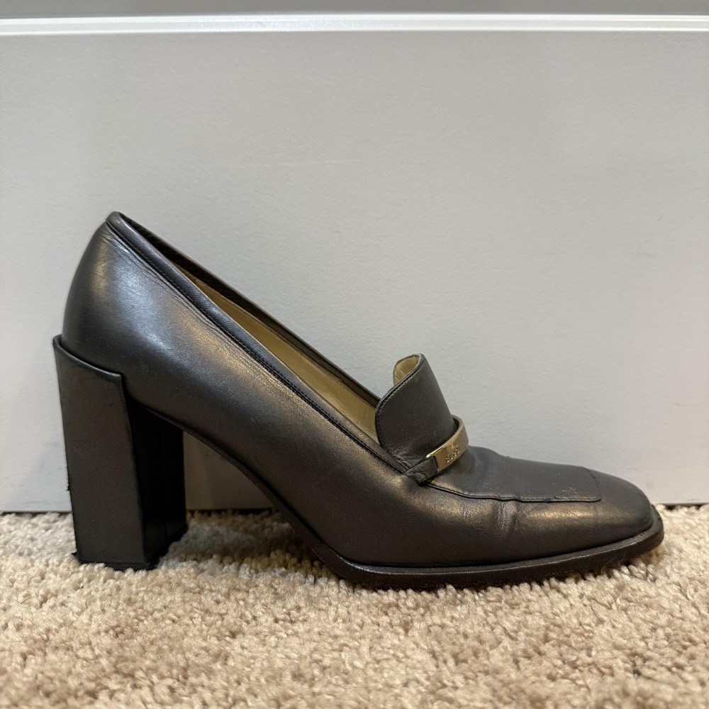 Gucci Gunmetal Leather Heels
